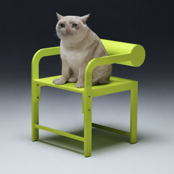 Cash Cat on chair meme